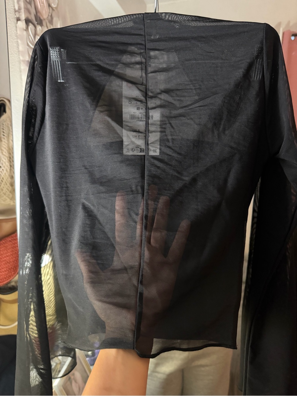 Fitted Combination Tulle Top - Black - Picture 7 of 7